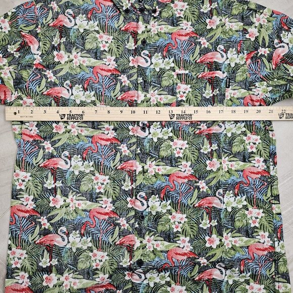 MOLOKAI Surf Hawaiian Shirt Men's Tropical Flamingo Print Button-Down Cotton L - Picture 2 of 10